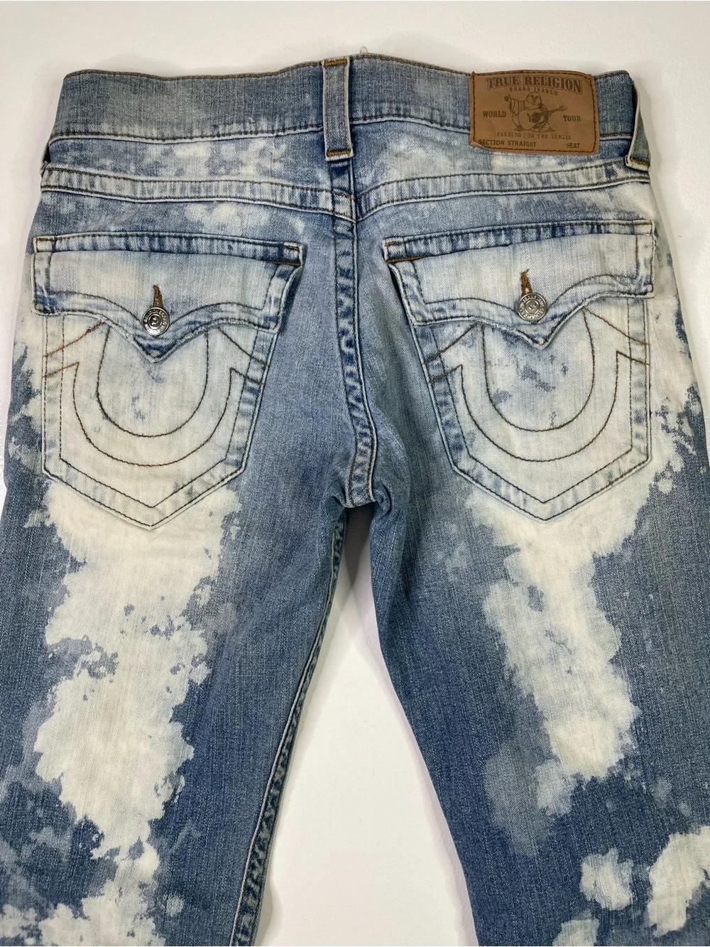 True Religion Section Straight Bleach Splatter Jeans Size 32